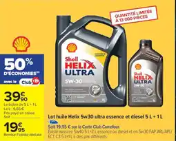 Carrefour Lot huile Helix 5w30 ultra essence et diesel offre