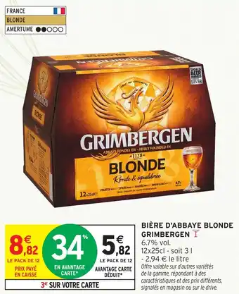 Intermarché Hyper Bière d'abbaye blonde grimbergen offre