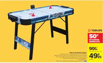 Carrefour TOPLIFE Table de Air Hockey pliable offre