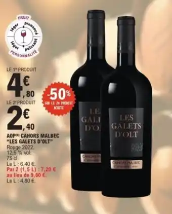 E.Leclerc Aop cahors malbec "les galets d'olt" offre