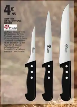 E.Leclerc PRADEL Essentiels set de 3 couteaux boucher offre