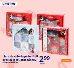 Action Livre de coloriage de Noël avec autocollants Disney offre