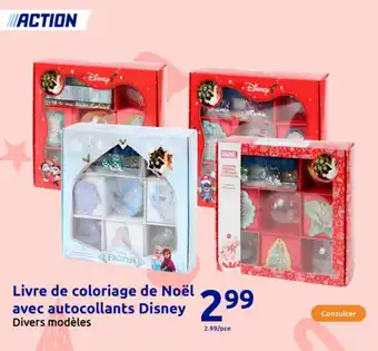 Action Livre de coloriage de Noël avec autocollants Disney offre