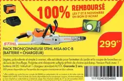 Point Vert STIHL Pack tronçonneuse stihl msa 60 c-b (batterie + chargeur) offre