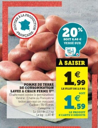 Super U Pomme de Terre de Consommation offre