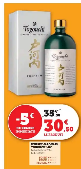 U Express JAPONAIS TOGOUCHI 40° Whisky offre