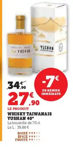 U Express TAIWANAIS YUSHAN 40° Whisky offre
