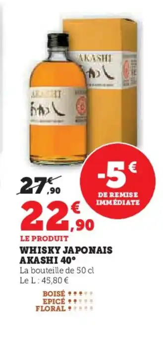 U Express JAPONAIS AKASHI 40° Whisky offre