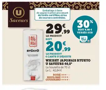 U Express JAPONAIS RYUKYO U SAVEURS 40,5° Whisky offre