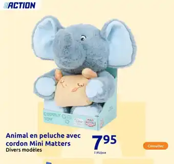 Action Animal en peluche avec cordon Mini Matters offre