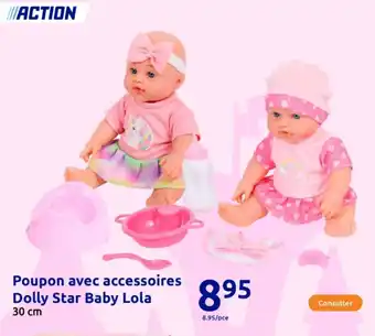 Action Poupon avec accessoires Dolly Star Baby Lola offre