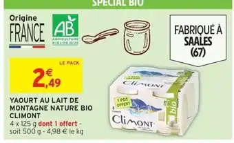 Intermarché Hyper CLIMONT Yaourt au lait de montagne nature bio offre