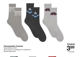 Zeeman Chaussettes homme Tailles 39/42 et 43/4 offre