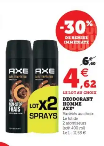 Super U Deodorant Homme Axe offre