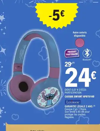 E.Leclerc LEXIBOOK Casque enfant hpbt010d offre