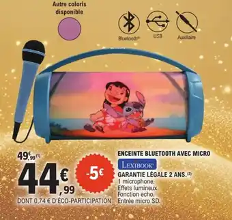 E.Leclerc LEXIBOOK Enceinte bluetooth avec micro lexibook offre