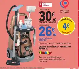 E.Leclerc SMOBY Chariot de ménage + aspirateur rowenta offre