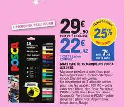 E.Leclerc Maxi pack de 15 marqueurs posca assortis offre