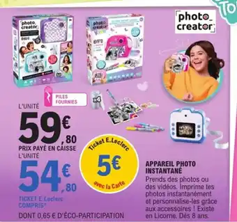 E.Leclerc Appareil photo instantané offre