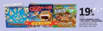 E.Leclerc Tripack triominos classic + chat'trappe + mission dinos offre