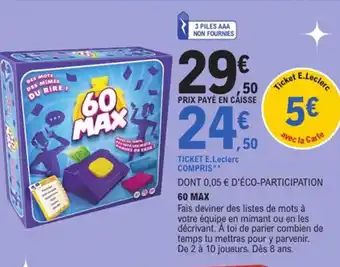 E.Leclerc 60 MAX offre