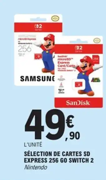 E.Leclerc Sélection de cartes sd express 256 go switch 2 offre