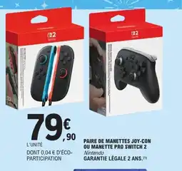 E.Leclerc Paire de manettes joy-con ou manette pro switch 2 offre