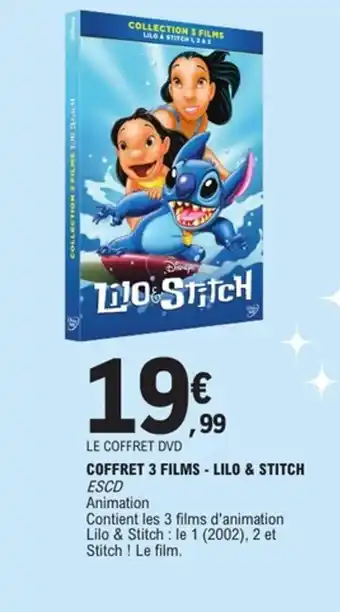 E.Leclerc LILO & STITCH Coffret 3 films offre