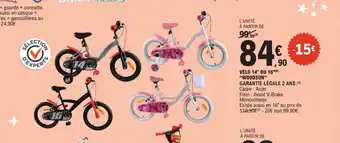 E.Leclerc WOODSUN Velo 14" ou 16" offre