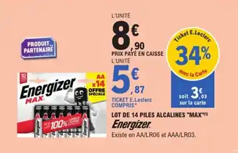 E.Leclerc Lot de 14 piles alcalines max offre