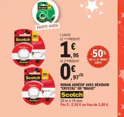 E.Leclerc SCOTCH Ruban adhésif avec dévidoir crystal ou magic offre