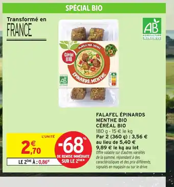Intermarché Hyper CÉRÉAL BIO Falafel épinards menthe bio offre