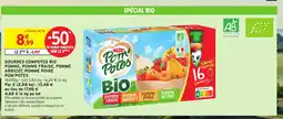 Intermarché Hyper POM'POTES Gourdes compotes bio pomme, pomme fraise, pomme abricot, pomme poire offre