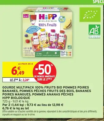 Intermarché Hyper HIPP BIOLOGIQUE Gourde multipack 100% offre
