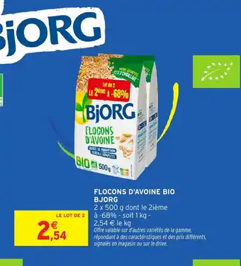 Intermarché Hyper BJORG Flocons d'avoine bio offre