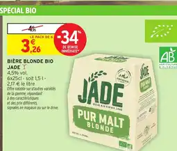 Intermarché Hyper JADE Bière blonde bio offre