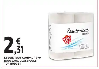 Intermarché Hyper TOP BUDGET Essuie-tout compact 3=9 rouleaux classiques offre
