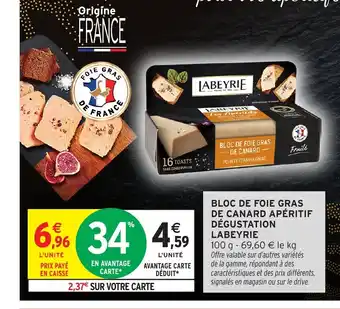 Intermarché Hyper LABEYRIE Bloc de foie gras de canard apéritif dégustation offre