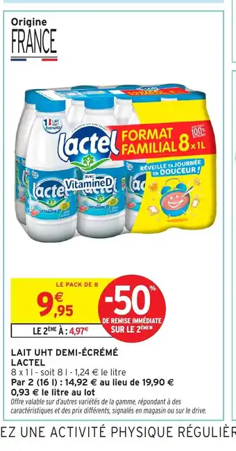 Intermarché Hyper LACTEL Lait uht demi-écrémé offre