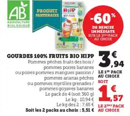 Super U Gourdes 100 fruits bio hipp offre