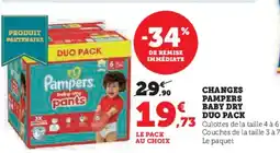 Super U Changes pampers baby dry duo pack offre