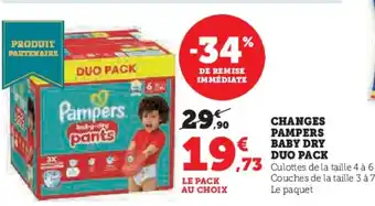 Super U Changes pampers baby dry duo pack offre