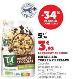 Super U Muesli bio terre & cereales offre