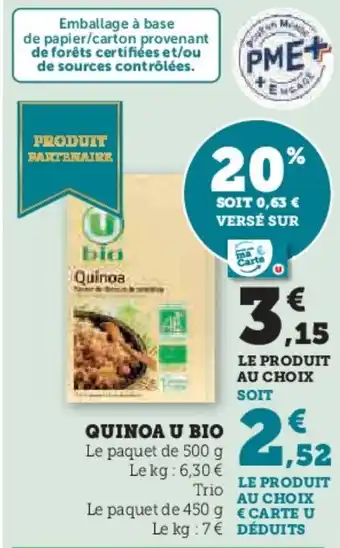 Super U Quinoa u bio offre