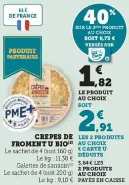 Super U Crepes de froment u bio offre