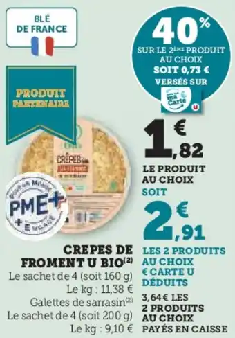 Super U Crepes de froment u bio offre