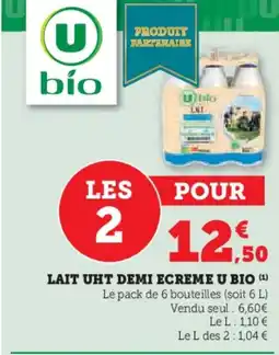 Super U Lait uht demi ecreme u bio offre