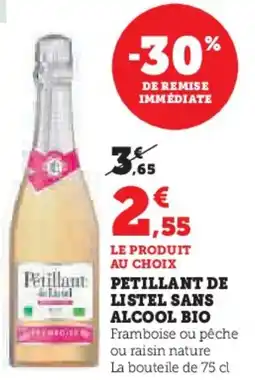 Super U Petillant de listel sans alcool bio offre