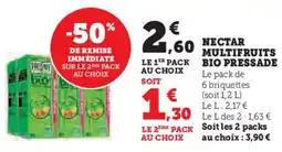 Super U Nectar multifruits bio pressade offre