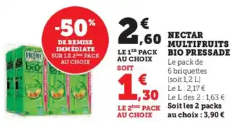 Super U Nectar multifruits bio pressade offre